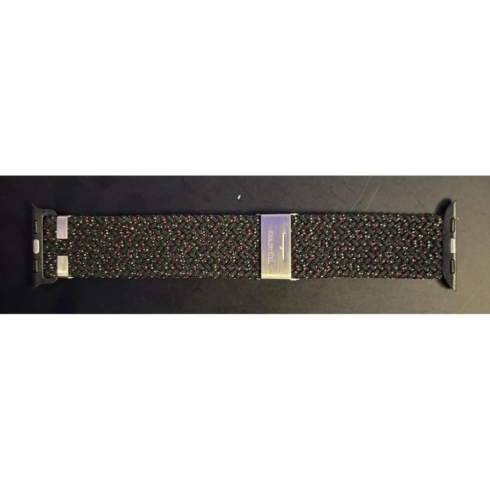 NEW Black Speckled Adjustable Nylon Stretch Band for Apple Watch 38/40/41mm